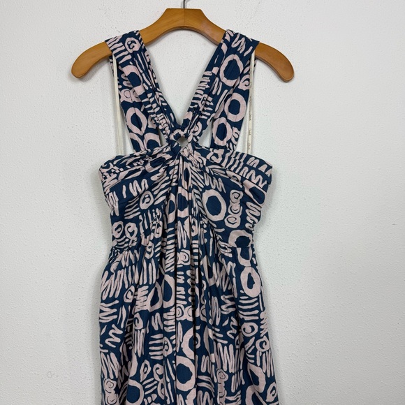 Cleobella Zola Maxi Dress Isla Print Halter Vacation Linen Blend Sz Medium - Picture 4 of 14